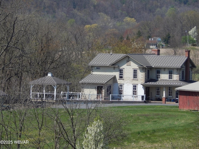 796 Ellis Artley Rd, Muncy, PA 17756 - rear view of house with a standing seam roof, a gazebo, and metal roof