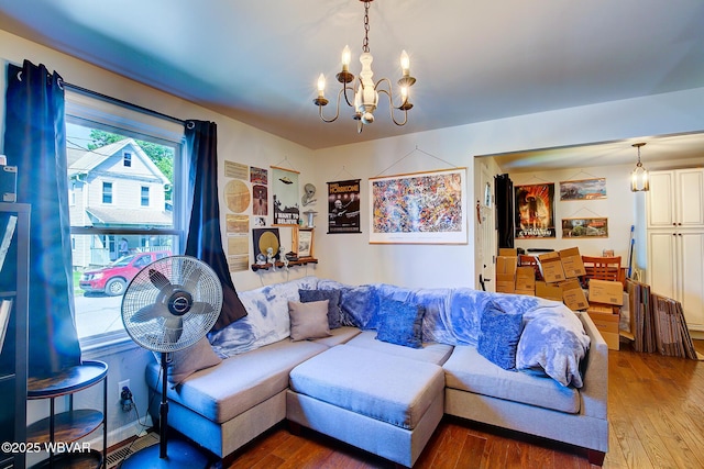 339 Spruce St, Jersey Shore, PA 17740 - living area with hardwood / wood-style flooring and a chandelier