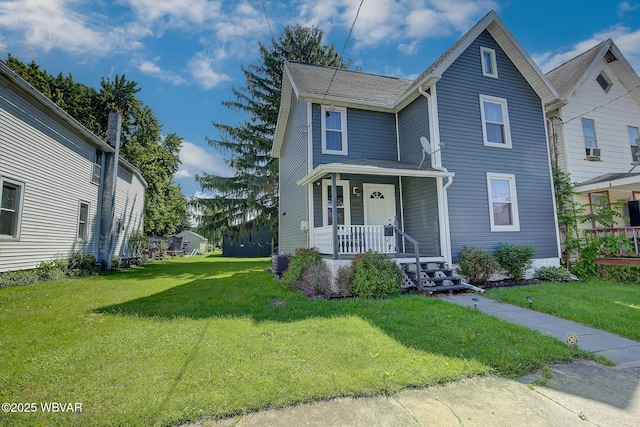 339 Spruce St, Jersey Shore, PA 17740 - view of front of property featuring a porch, central AC unit, and a front yard