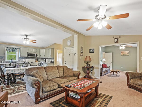 1498 Gainer Hill Rd, Dushore, PA 18614 - living area featuring ceiling fan and carpet floors