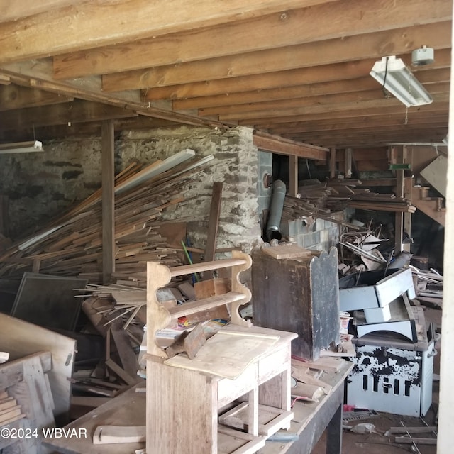 view of unfinished attic