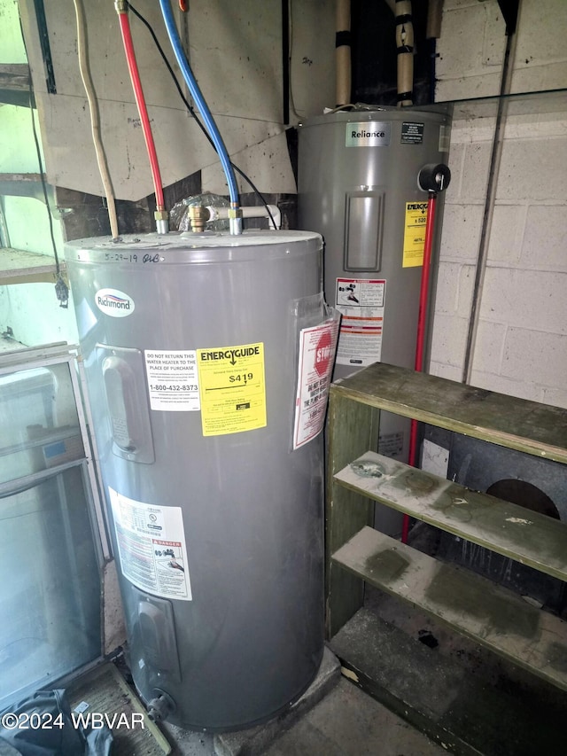 utility room featuring water heater