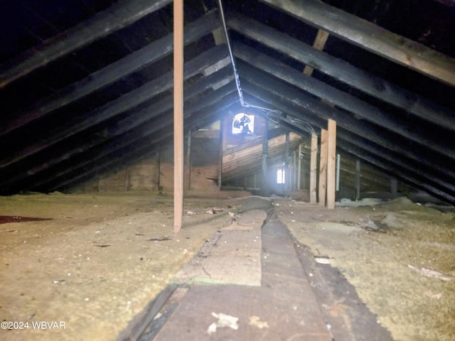 view of unfinished attic