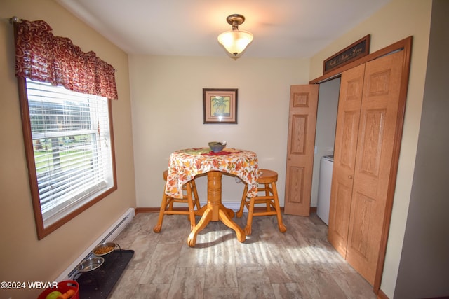 dining area with a baseboard heating unit