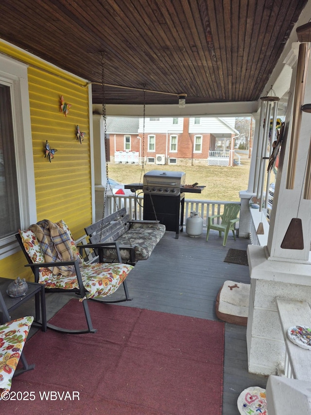 view of patio / terrace featuring a porch and area for grilling