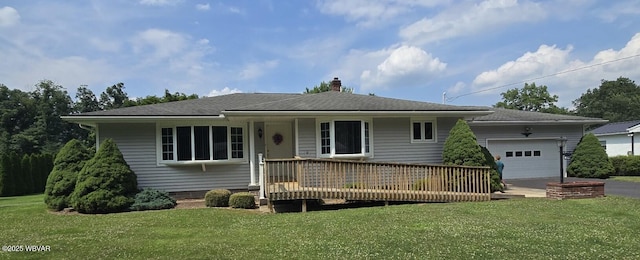 4401 Pine Mountain Rd, Jersey Shore, PA 17740 - single story home featuring a chimney, a front lawn, a garage, and driveway