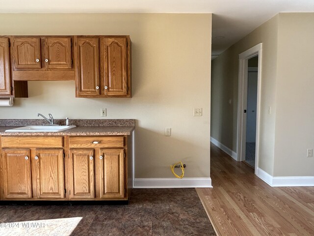 kitchen featuring dark wood-type flooring and sink