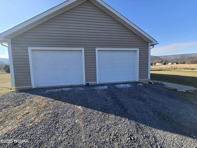 garage with a mountain view