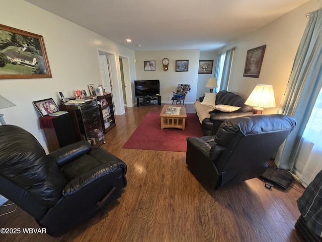 living room featuring dark hardwood / wood-style floors