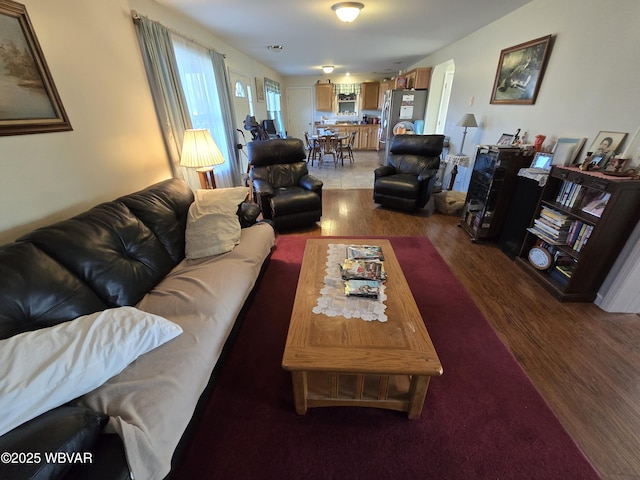 living room with hardwood / wood-style floors