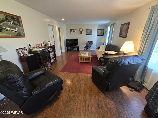 living room featuring dark hardwood / wood-style floors