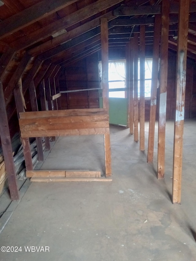 view of unfinished attic