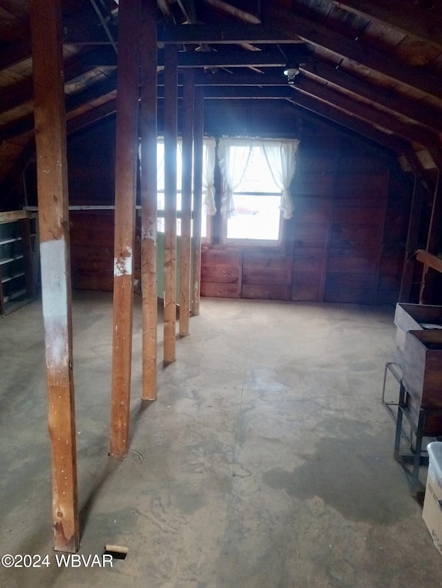 view of unfinished attic