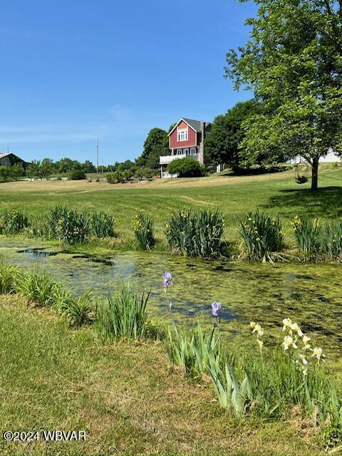 view of yard with a water view