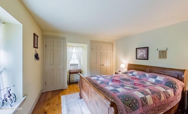 bedroom featuring light hardwood / wood-style floors