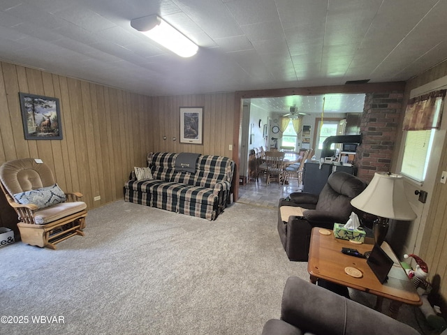 3510 Rt 184, Trout Run, PA 17771 - carpeted living room featuring wood walls
