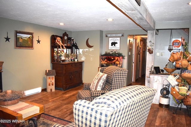 201 Richey St, Lock Haven, PA 17745 - living area with wood finished floors, baseboards, and recessed lighting
