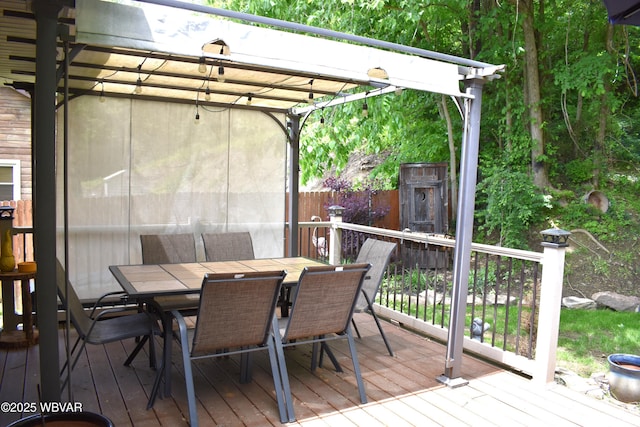 201 Richey St, Lock Haven, PA 17745 - wooden deck featuring outdoor dining space