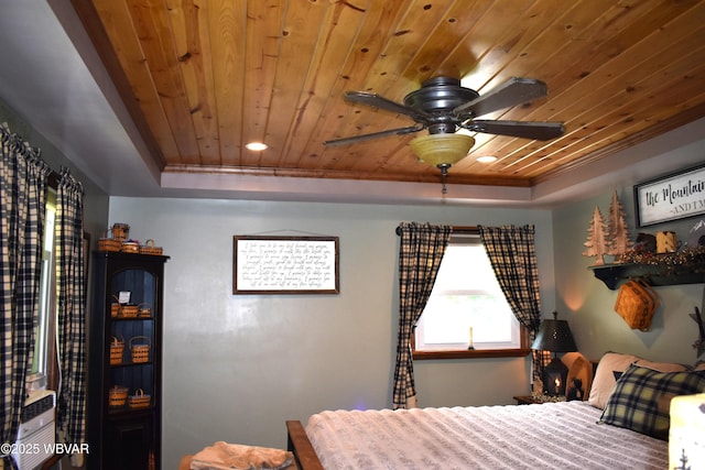 201 Richey St, Lock Haven, PA 17745 - bedroom featuring a raised ceiling, wood ceiling, ornamental molding, and recessed lighting