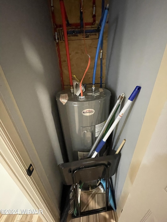 utility room featuring water heater