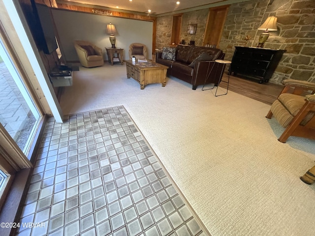 159 Harveys Ln, Milton, PA 17847 - living room featuring carpet and recessed lighting