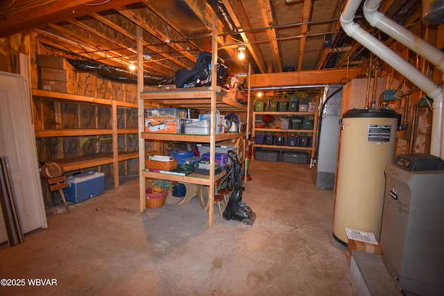unfinished below grade area with gas water heater