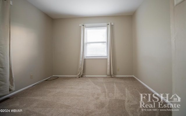 spare room featuring light carpet