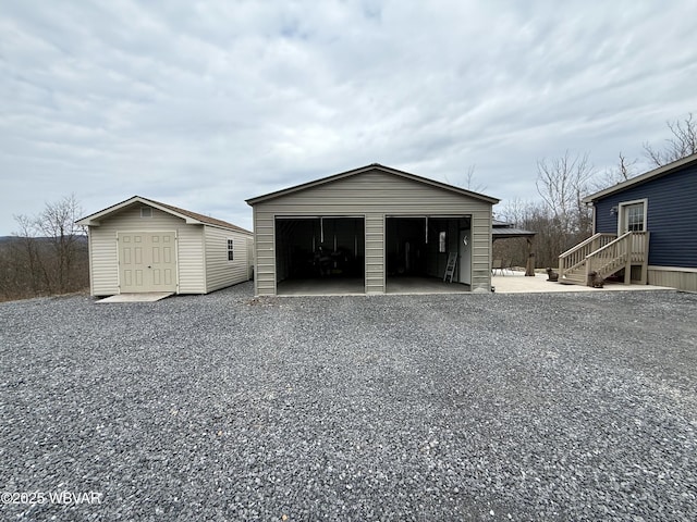 view of detached garage