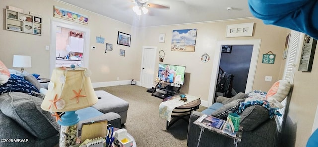 103 Lower Market St, Milton, PA 17847 - carpeted living room with ceiling fan and baseboards