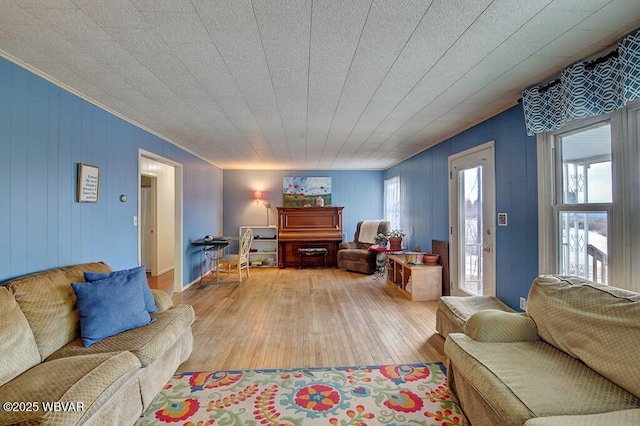 living room with wood finished floors