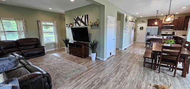 250 Mclaughlin Rd, Milton, PA 17847 - living room with light wood-type flooring, baseboards, and recessed lighting