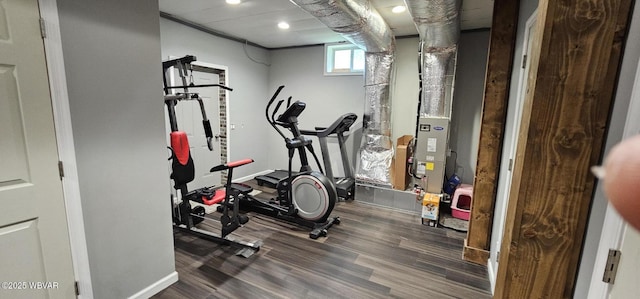 250 Mclaughlin Rd, Milton, PA 17847 - workout room featuring wood finished floors, recessed lighting, and baseboards