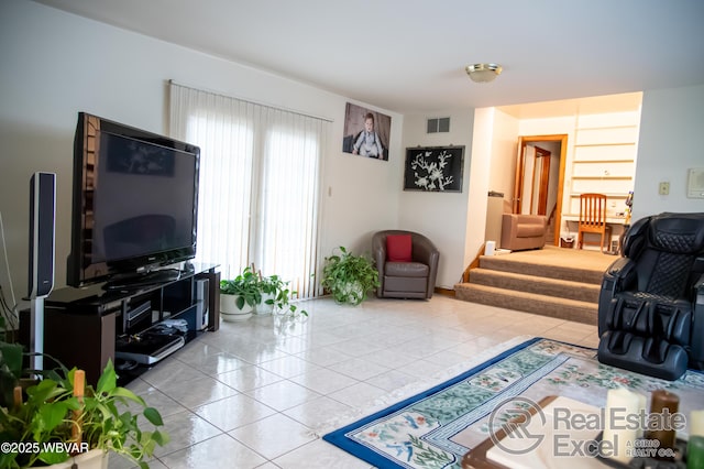 view of tiled living room