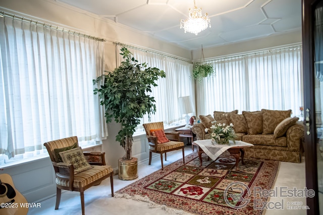 interior space featuring an inviting chandelier