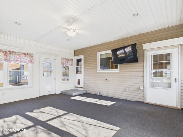 view of unfurnished sunroom