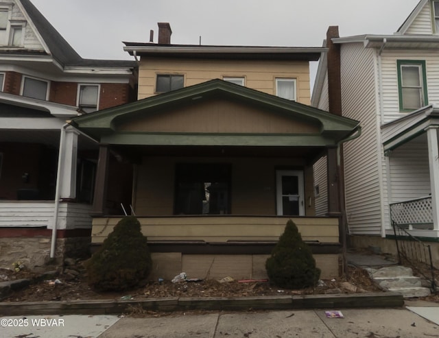 view of front facade featuring covered porch