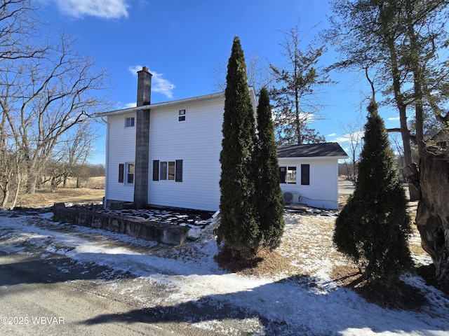 view of snow covered exterior