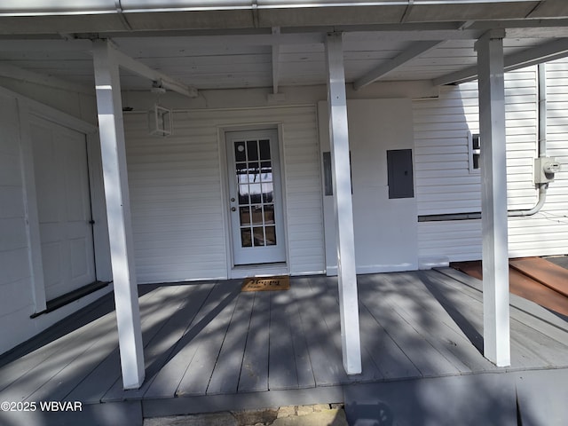 387 Davidson Rd, Jersey Shore, PA 17740 - property entrance with electric panel and a porch