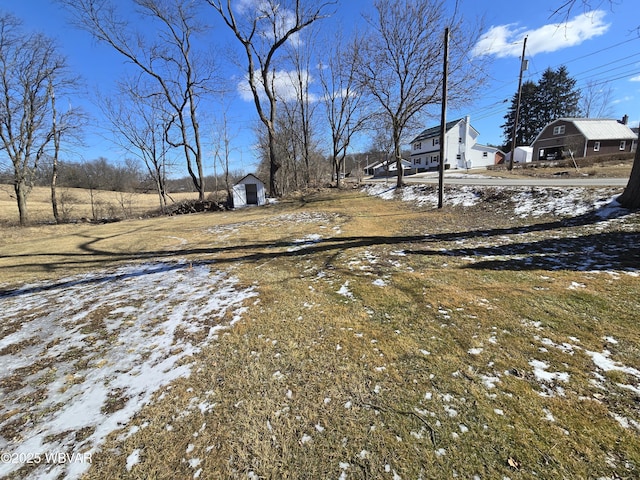 view of yard covered in snow