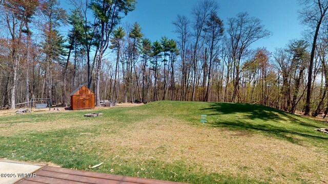 view of yard with an outbuilding and a storage unit