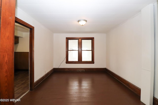 spare room featuring dark hardwood / wood-style floors