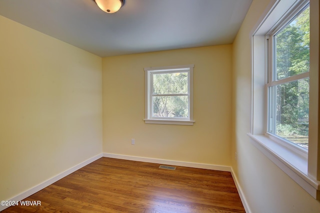 spare room with hardwood / wood-style flooring and a healthy amount of sunlight