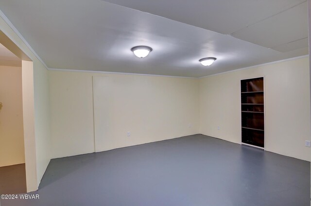 basement featuring crown molding