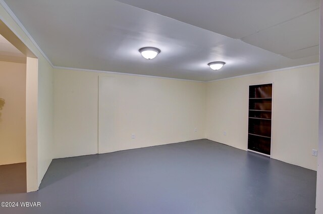 basement with crown molding