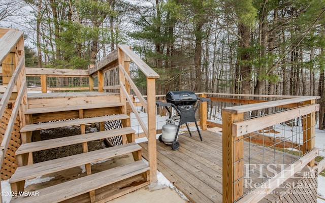 wooden deck with area for grilling