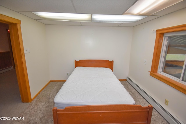 992-998 Eagle Valley Rd, Beech Creek, PA 16822 - bedroom with carpet flooring, a drop ceiling, baseboards, and a baseboard heating unit