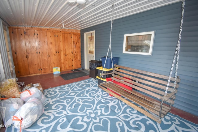 living area with finished concrete flooring