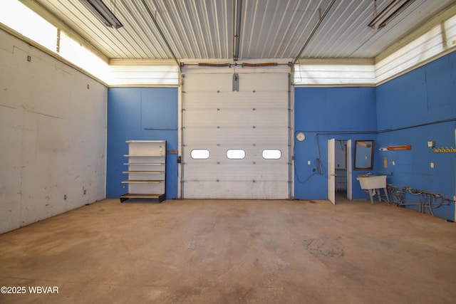 garage with a sink