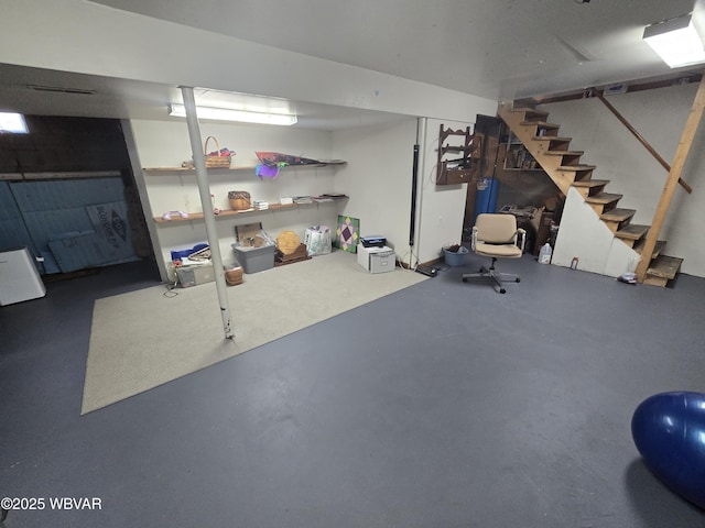 finished basement with stairway