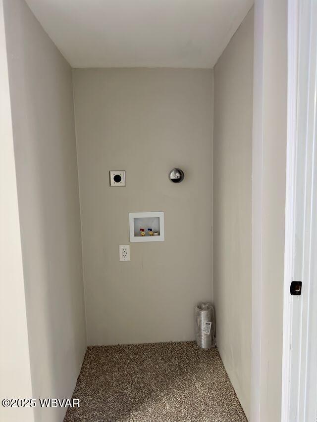 washroom featuring carpet floors, hookup for a washing machine, and electric dryer hookup